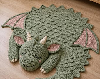 Dragon Crochet Rug Pattern, Scaly Nursery Mat, Amigurumi Floor Decor (PDF Download)