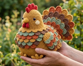 Crochet Chicken Pattern | Autumn Harvest Hen Amigurumi Tutorial (PDF Download)