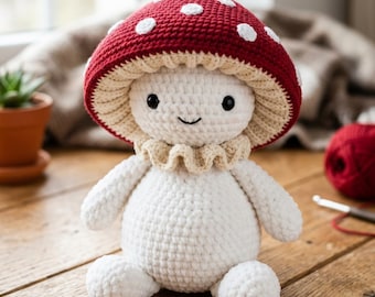 Mushroom Crochet Pattern, Amigurumi Toadstool Doll, Cottagecore Plushie Tutorial (PDF)