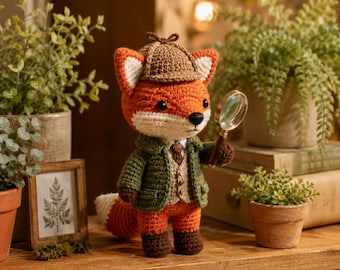 Woodland Fox Amigurumi Crochet Pattern, Detective Outfit Tutorial (PDF Download)
