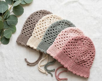 Granny Stitch Sun Bonnet Crochet Pattern, Baby Hat PDF, All Sizes (Digital Download)