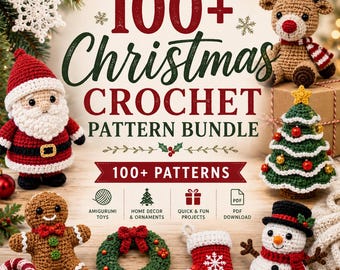 100+ Christmas Crochet Pattern Bundle | Amigurumi, Home Decor, PDF Download