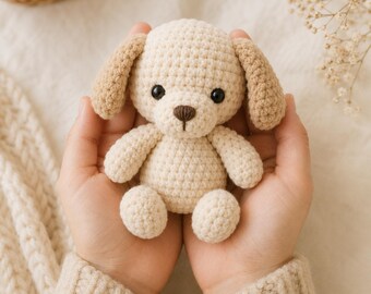Crochet Puppy Amigurumi Pattern, Chenille Dog Plushie (PDF Download)