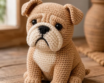 Crochet Bulldog Pattern PDF Amigurumi Plush Toy – Bruno Dog Stuffed Animal (Digital Download)