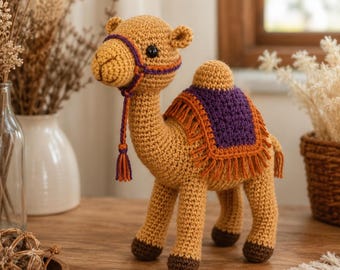 Crochet Camel Amigurumi Pattern | Arabian Camel with Saddle, Tassel (PDF Download)