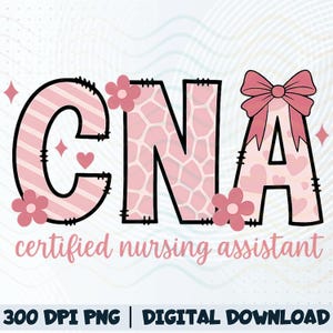 Pink CNA Shirt Design: Floral Bow Graphic (PNG Digital Download