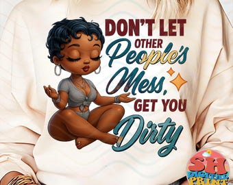Afrocentric Black Girl Art PNG: Self-Care Meditation Clipart (Digital Download)