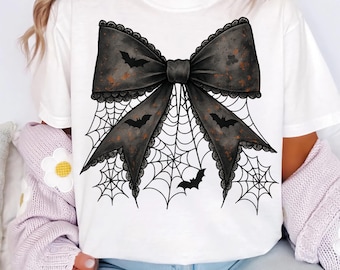 Gothic Spiderweb Bow PNG: Halloween Bats Clipart (Digital Download