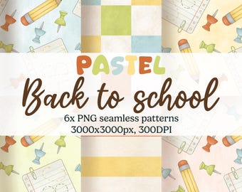 back to school seamless pattern, pastel seamless repeat digital pattern, classroom background, pastel back to school printable digital paper