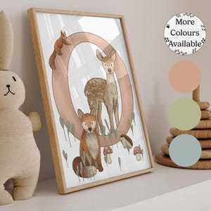 Pacote de arte de parede com letras de animais para berçário com inicial O, estampa boho para quarto de bebê com tema de bosque, decoração de monograma caprichosa para berçário, presente para bebê