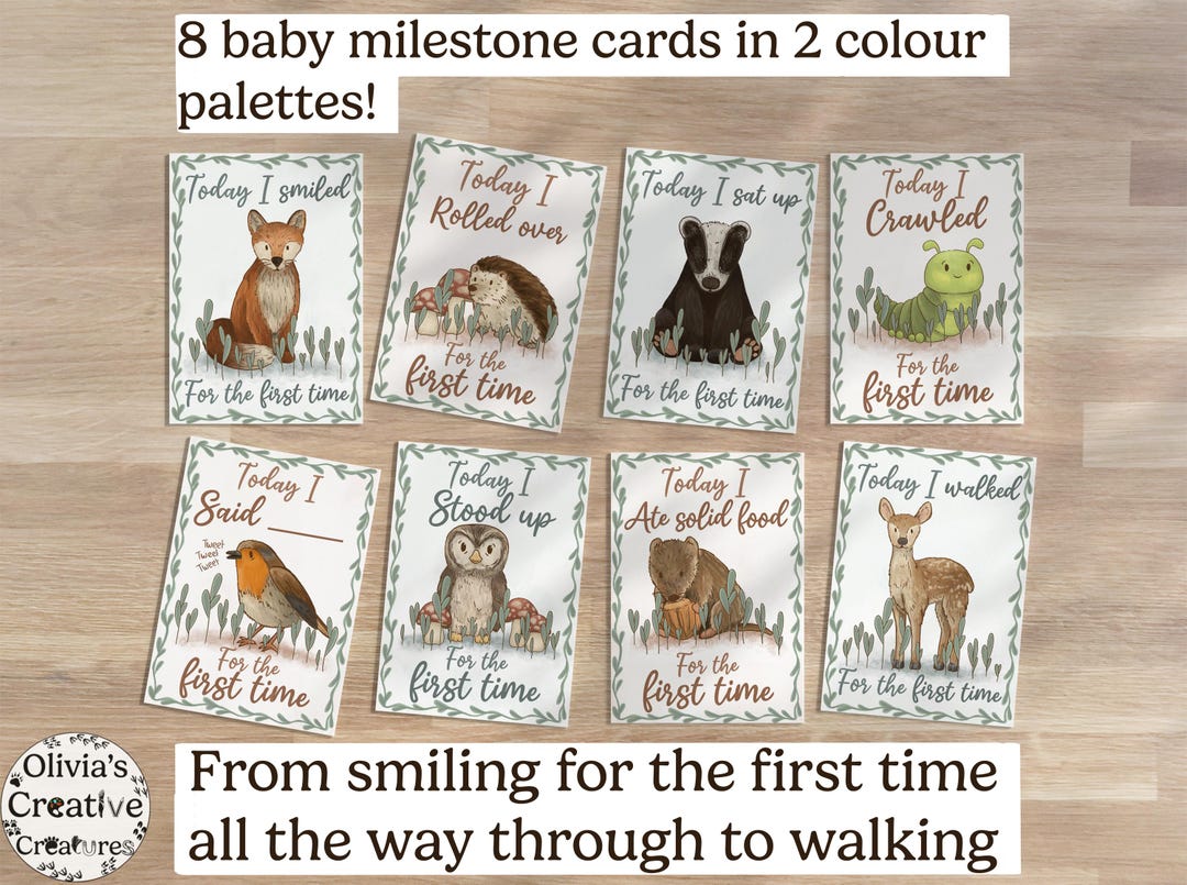Baby Milestone Cards Woodland Animals, Boho First Year Printable ...