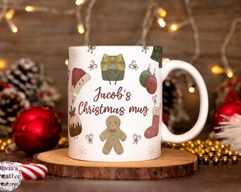 personalisierte Weihnachtsbecherverpackung, Weihnachtstasse 2025, digitale 11 Unzen Weihnachtsbecherverpackung, Weihnachten PNG Download, personalisierte Namensbecherverpackung