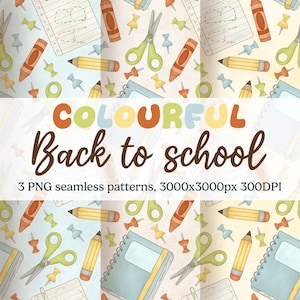 back to school seamless patterns, seamless repeat digital pattern, classroom background, back to school printable digital papers, teacher