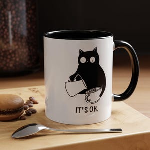 Cute Cat Accent Coffee Mug, Funny Cat Lover Gift, Tea Mug, Unique Coffee Cup, Great for Birthdays, Cat-Themed Accessories