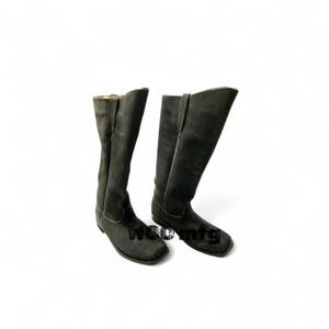 Botas de caballería de la época de la Guerra Civil, modelo M1872, de cuero marrón, auténticas botas militares.