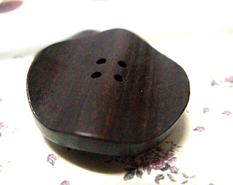 Special Wood Buttons - Brown Wooden Buttons, With Big Wavy Design. 1.10 inch. 10 in a set