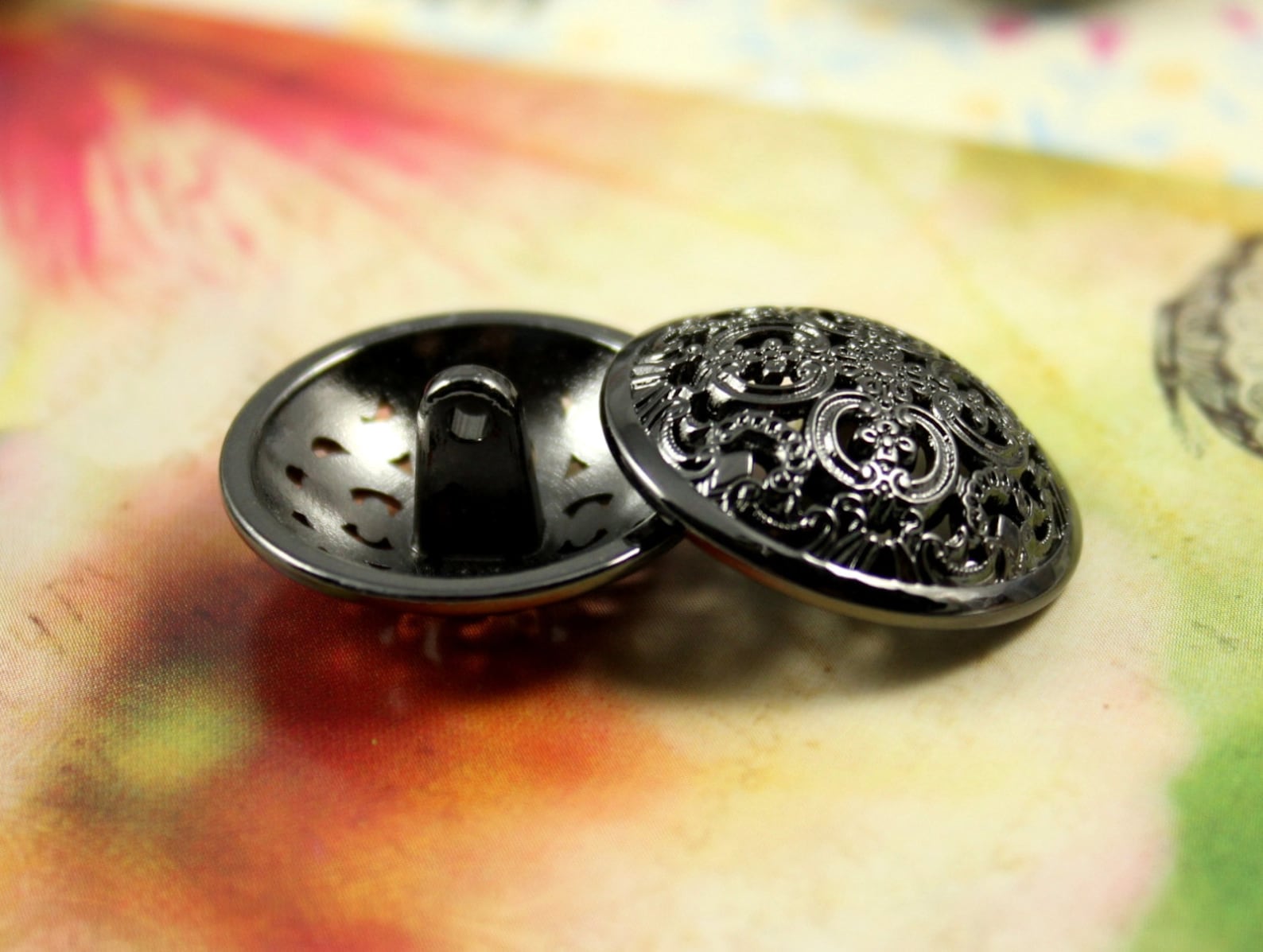 Metal Buttons Flowery Engraving Metal Buttons Shiny Etsy
