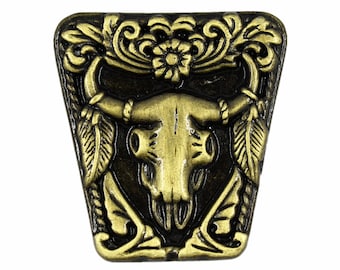 Yak Skull Concho Brass Metal Rivet Set - 1.3 inch - 1 piece