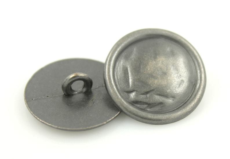 Gray Silver Color Shank Metal Buttons Domed Hammered Surface Metal Buttons 10 pcs 0.79 inch