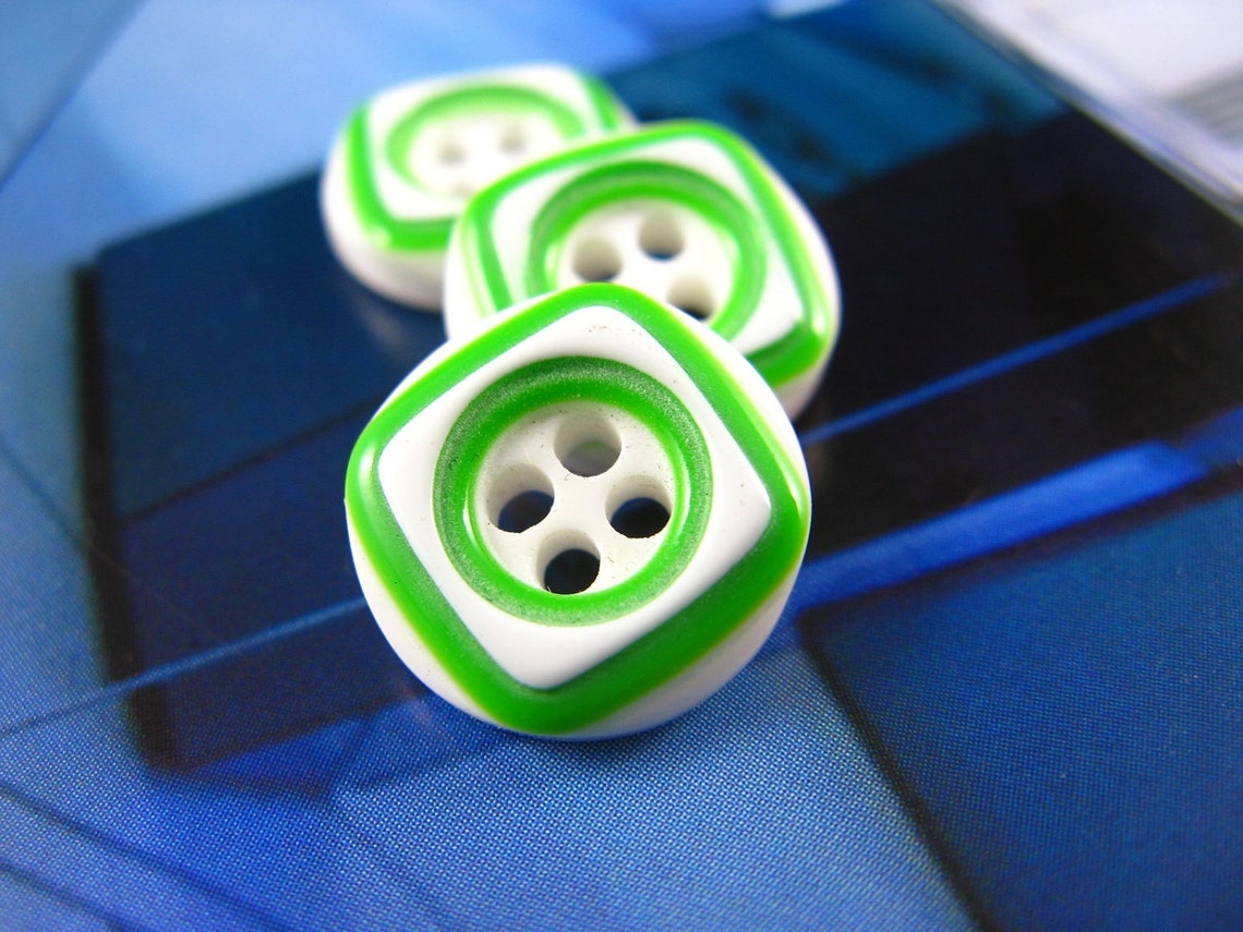 Green Plastic Buttons Lemon Green Edge Square Top Buttons Etsy