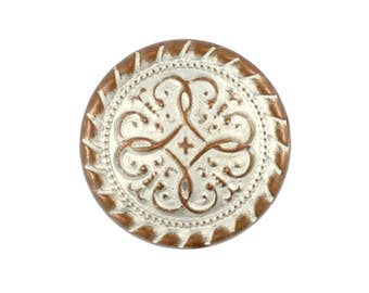 Wholesale Metal Buttons - Islamic Flower Metal Buttons , Copper White Patina Color , Shank , 0.51 inch , 50 pcs