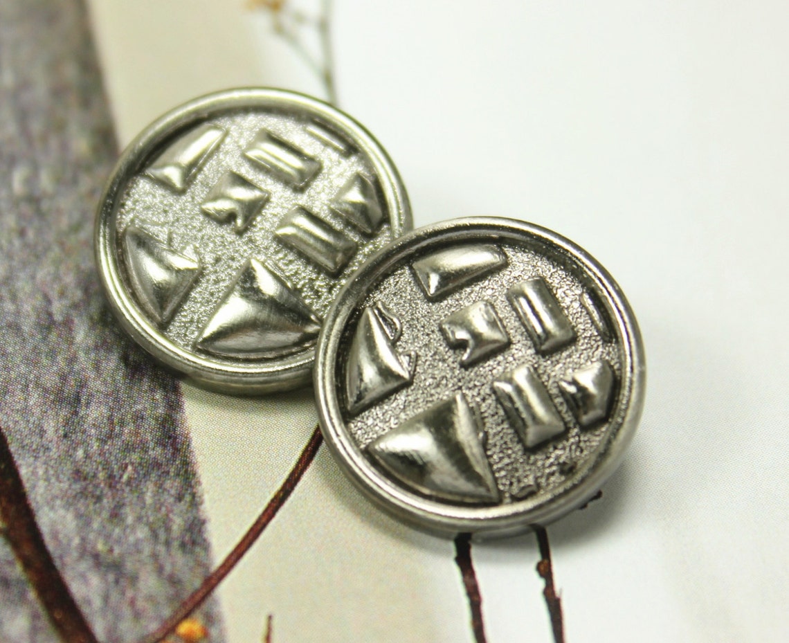 Metal Buttons - Brick Wall Metal Buttons , Shiny Gunmetal Color , Shank ...