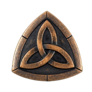 Metal Buttons - Triangle Celtic Trinity Knot Antique Copper Metal Shank Buttons  - 0.79 inch - 3 pcs