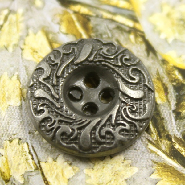 Metall-Buttons - Cirrus Kreis Metall Knöpfe, Gunmetal Farbe, 4-Loch, 0,63 Zoll, 10 Stk