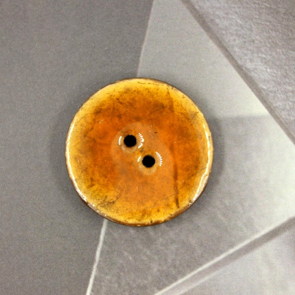 Orange Buttons - 10 Pieces Of Translucent Orange Enamel Buttons With Coconut Base.  1.10 inch
