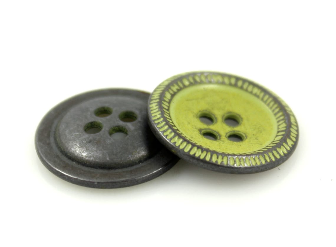Matcha Button Metal Buttons - Matcha Green Painting Gunmetal Concave Metal Hole ...
