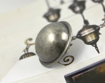 Botones de metal - Botones de metal abovedados, color gris plateado, vástago, 0,67 pulgadas, 10 piezas