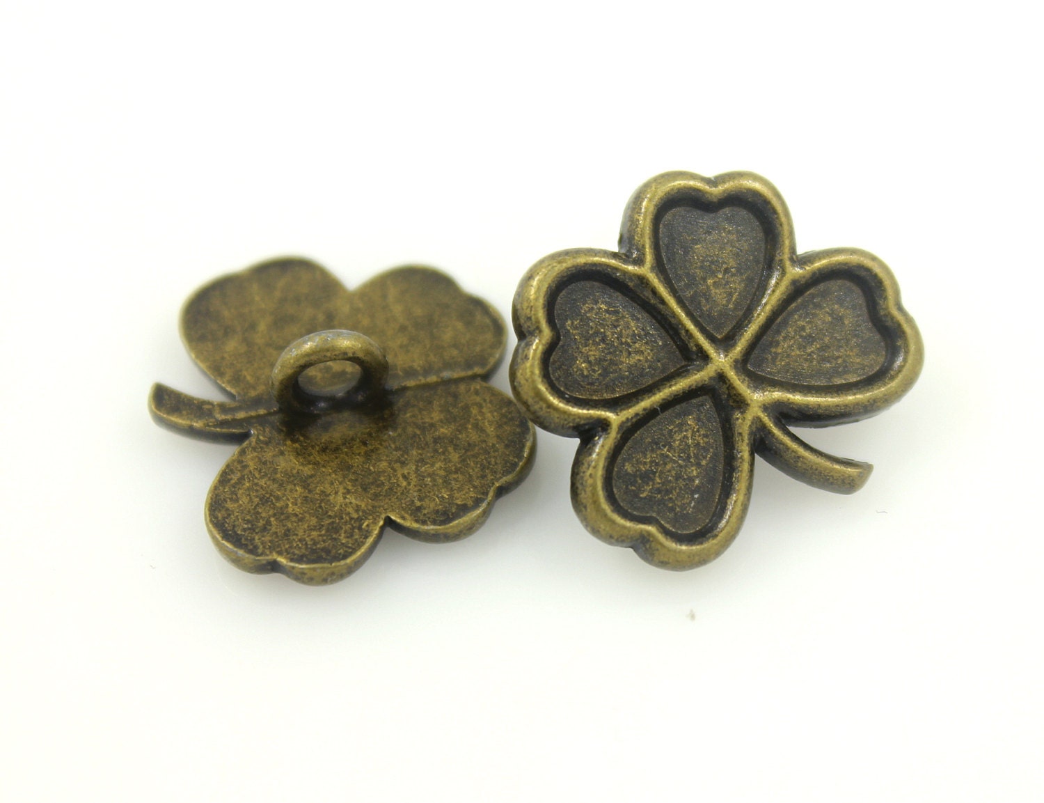 Metal Buttons Clover Metal Buttons Antiqued Brass Color - Etsy