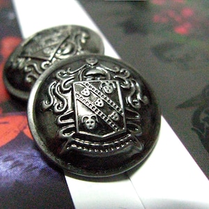 Metal Buttons - Crest Emblem Metal Buttons , Gray Silver Color , Shank , 0.79 inch , 10 pcs