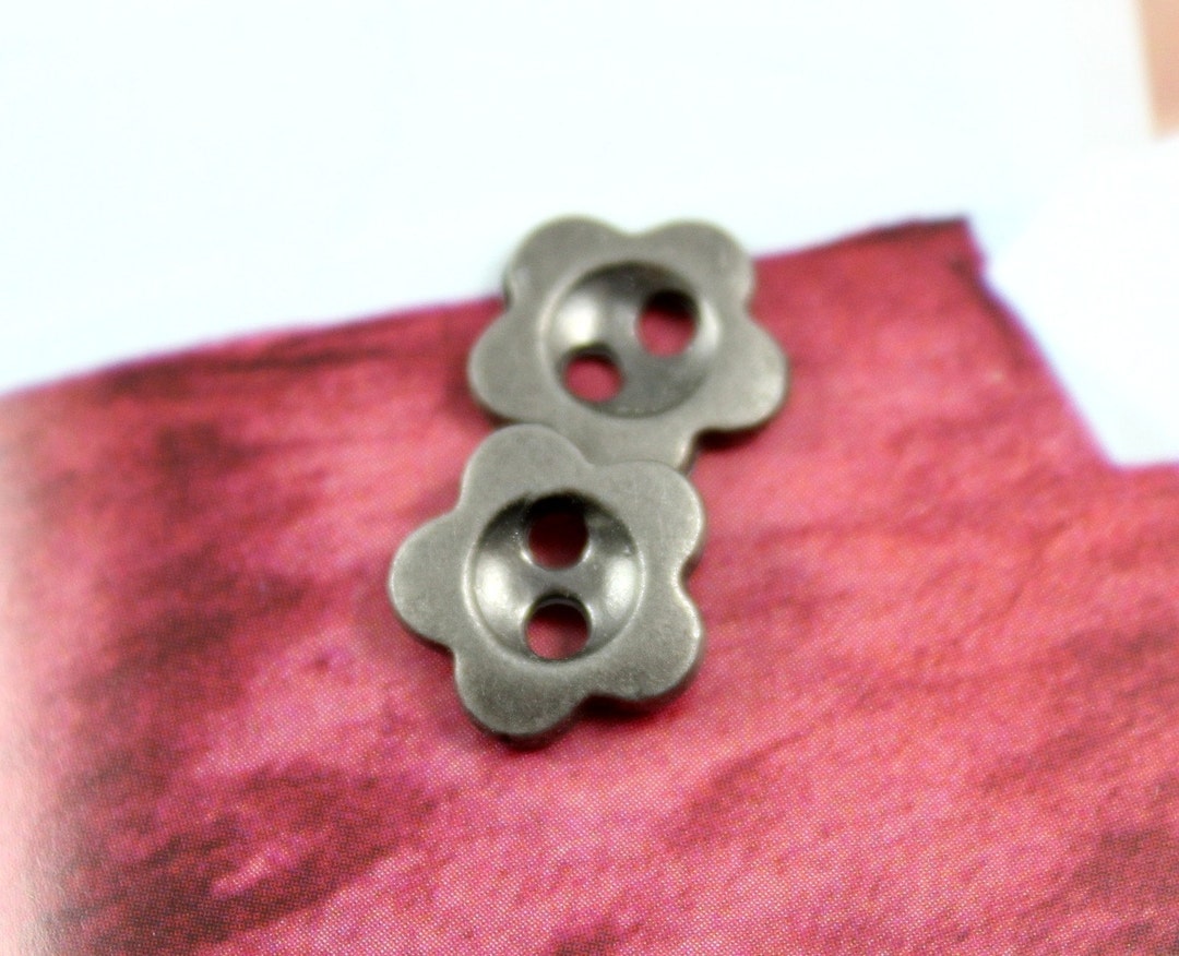 Metal Buttons Five Petals Flower Metal Buttons Gray Silver - Etsy