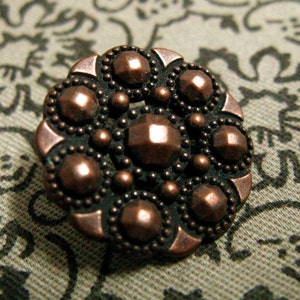 Metal Buttons - Beads Flower Metal Buttons , Antique Copper Color , Openwork , Shank , 0.71 inch , 10 pcs