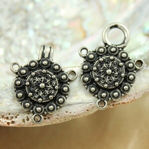 Cloak Clasp Fasteners - Antiqued SIlver Color Complicated Gothic Wheel Cloak Clasp Fasteners. 2 Pairs. RARE