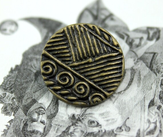 Special Metal Buttons - Cute Abstract Painting Pattern Antique Brass Buttons. 0.91 inch. 10 in a set