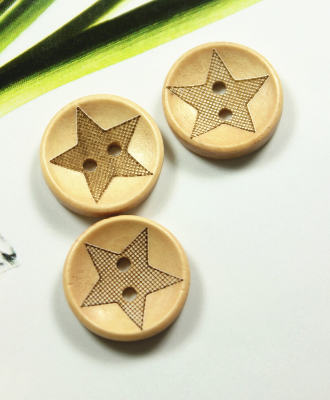 Wooden Buttons Carved Star Pattern Concave Wood Buttons. Etsy