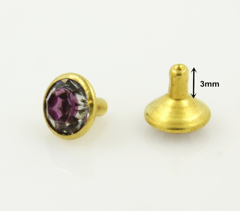 Pink Glass Rhinestones Rivets Studs 0.31 inch 10 pieces