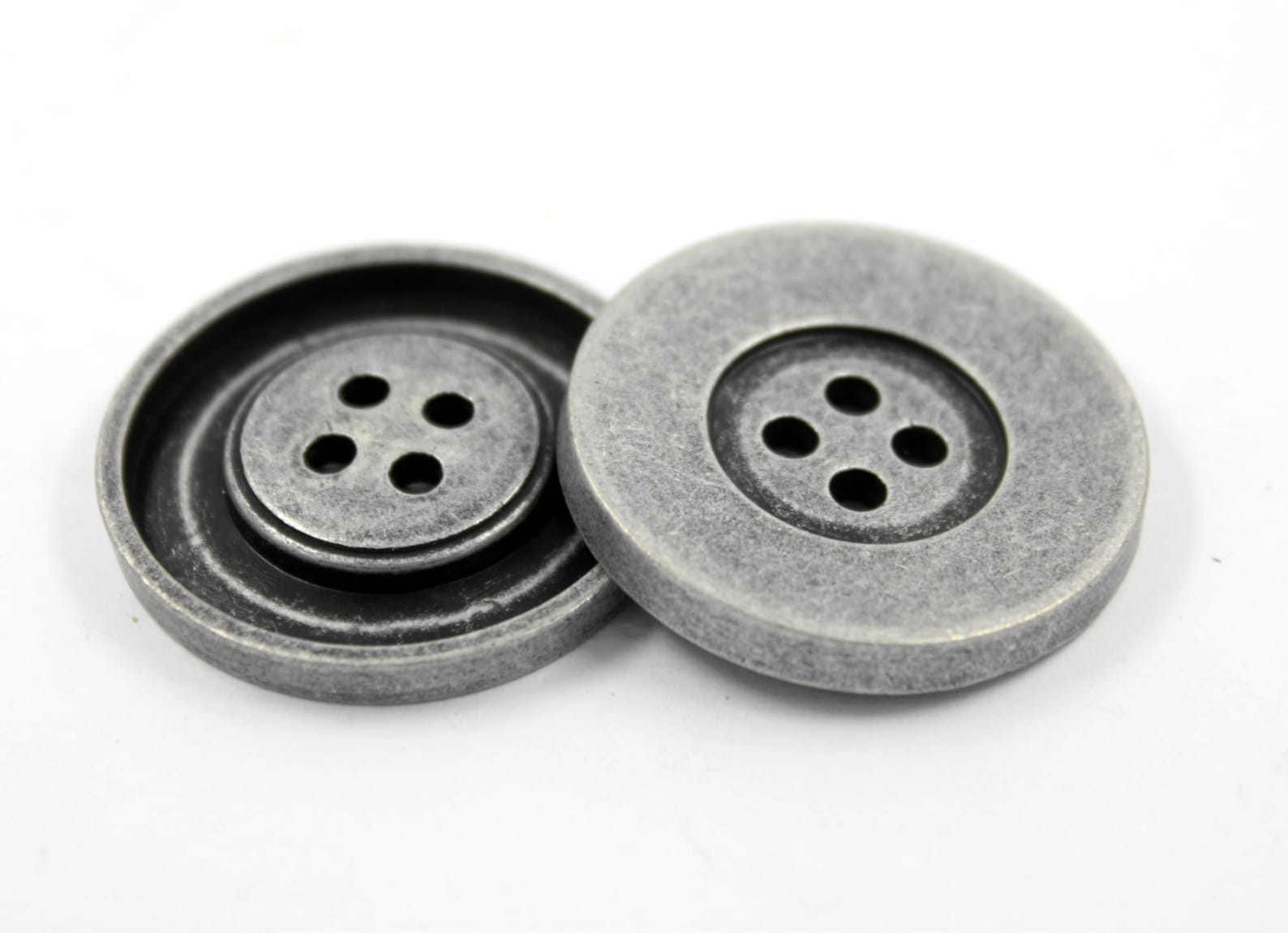 Metal Buttons Large Antique Silver Metal Buttons 4 Holes Etsy