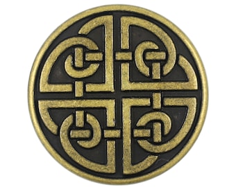 Celtic Shield Knot Antique Brass Metal Shank Buttons. 25mm (1 inch)  - 3 pcs