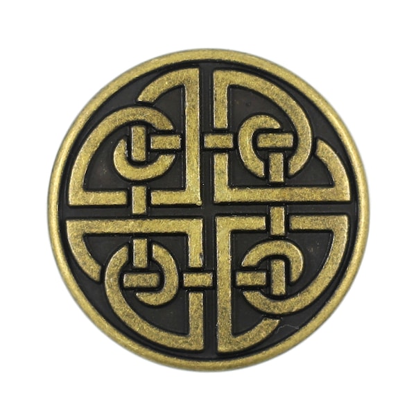 Celtic Shield Knot Antique Brass Metal Shank Buttons. 25mm (1 inch)  - 3 pcs