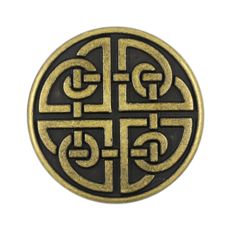 Celtic Shield Knot Antique Brass Metal Shank Buttons. 25mm 1 inch 3 pcs image 1