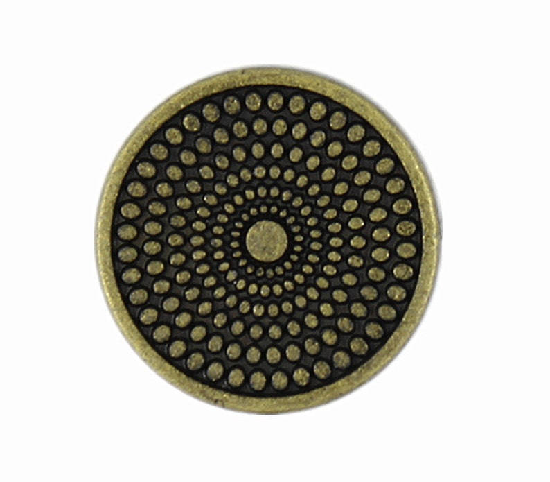 Metal Buttons Concentric Dots Metal Buttons , Antique Brass Color , Shank , 0.55 inch , 10 pcs image 2
