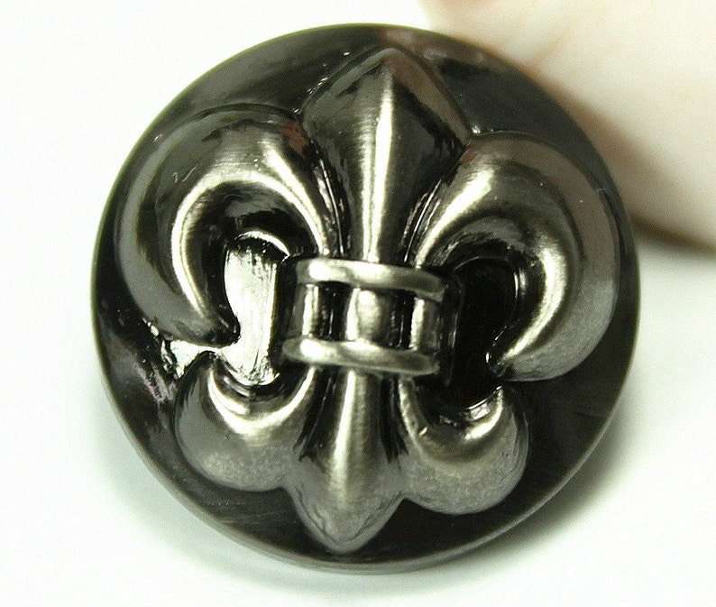 Metal Buttons Fleurdelis Metal Buttons Shiny Gunmetal Etsy