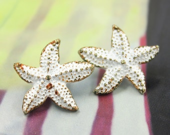 Metal Buttons - Seastar White Rust Shank Metal Buttons. 0.75 inch , 6 pcs