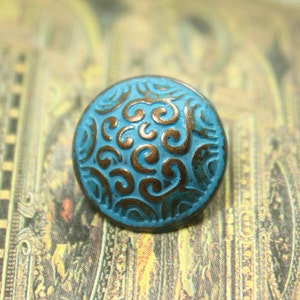 Metal Buttons - Cirrus Metal Buttons , Copper Blue Color , Domed , Shank , 0.59 inch , 10 pcs