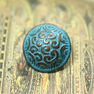 Metal Buttons Cirrus Metal Buttons , Copper Blue Color , Domed , Shank , 0.59 inch , 10 pcs image 1