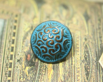 Metal Buttons - Cirrus Metal Buttons , Copper Blue Color , Domed , Shank , 0.59 inch , 10 pcs