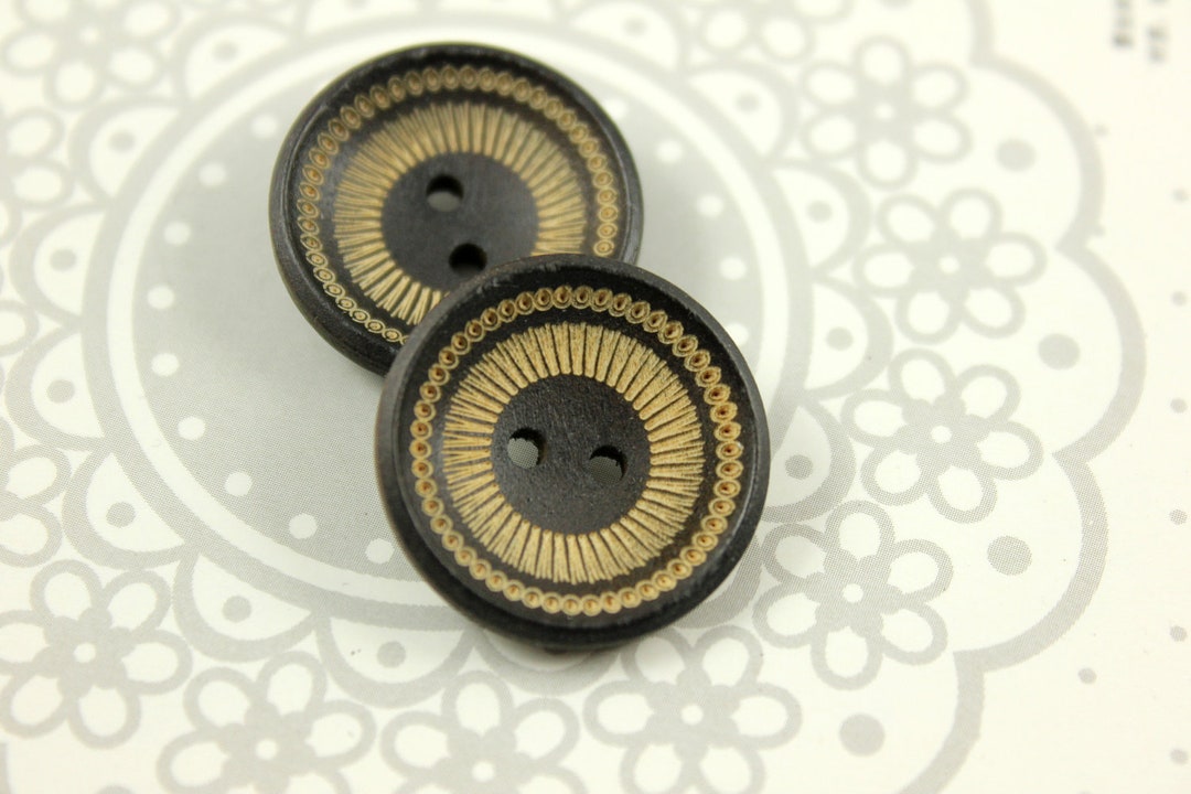 Wooden Buttons - Japanese Style Deep Concave Wood Buttons With Khaki ...